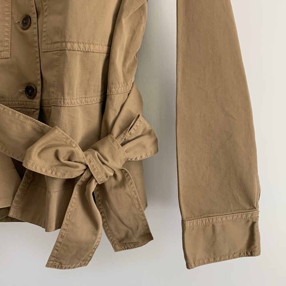 Jcrew tie waist tan peplum jacket - Picture 4 of 5
